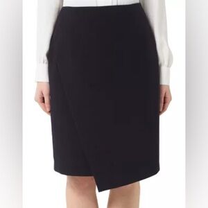 Jeff Banks Precis Women's Wrap Front Asymmetrical Pencil Skirt Black Size 4
